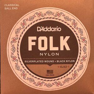 D'Addario Set classic folk guitar black nylon strings with ball end (EJ32)